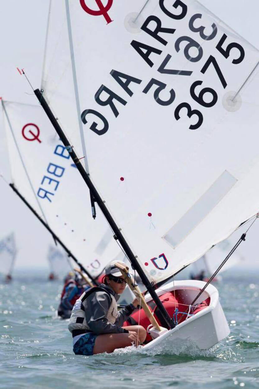 Los chicos navegando en el Campeonato Norteamericano de Optimist